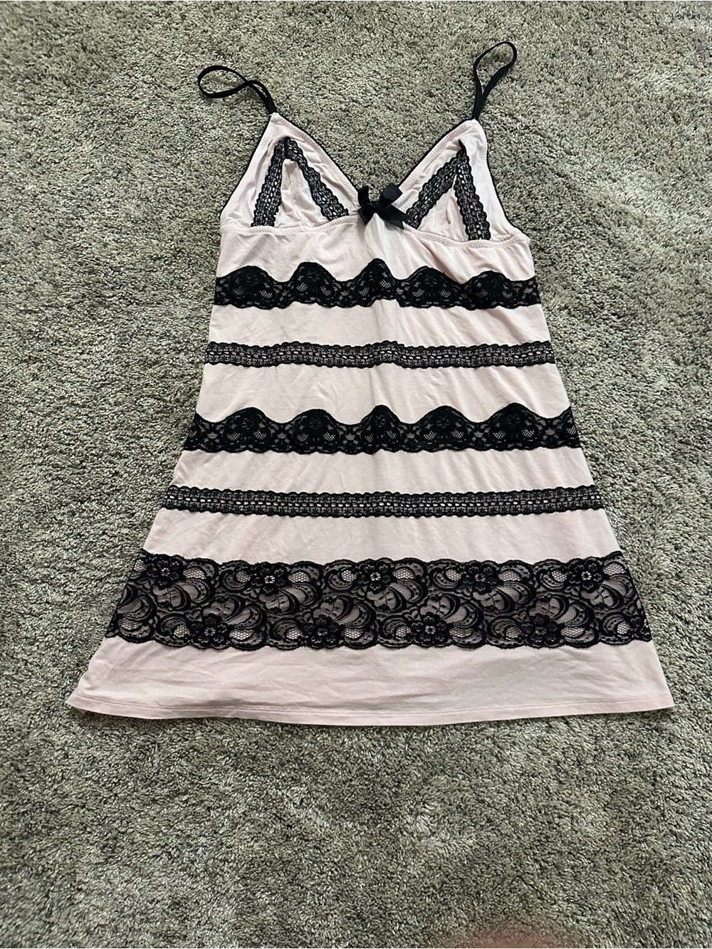 #170 Victoria's Secret Pink Slip with Black Lace Trim
